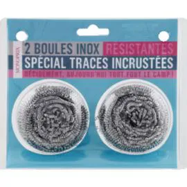 MONOPRIX Boules inox récurantes résistantes spécial traces incrustées x2
