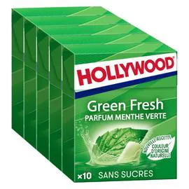 HOLLYWOOD Chewing-gum à la menthe verte sans sucres Green Fresh - 5x10 70g
