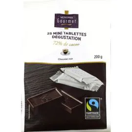 MONOPRIX GOURMET Mini tablettes dégustation 72% de cacao, chocolat noir 200g