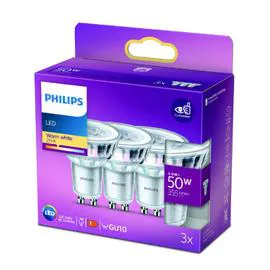 PHILIPS Ampoule LED GU10 Spot Blanc-chaud 50W x3 x3