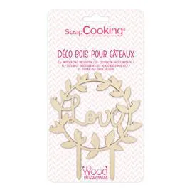 SCRAPCOOKING Déco Pour Gâteaux en Bois Love l'unité