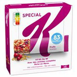 KELLOGG'S, SPECIAL K Barres céréales Fruits rouges 6x21,5g