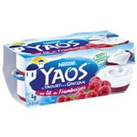NESTLÉ, YAOS Yaourt à la grecque Nature lit de framboises 4x125g