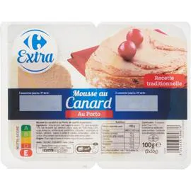 CARREFOUR EXTRA Mousse au canard au Porto 2x50g