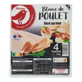 AUCHAN Blanc de poulet doré au four 120g