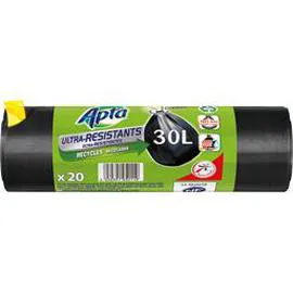 APTA Sacs poubelle liens coulissants ultra résistants 30 l x20