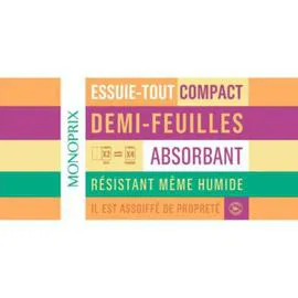 MONOPRIX Essuie-tout compact demi-feuilles absorbant l'unité