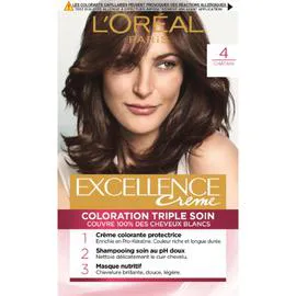 L'ORÉAL PARIS, EXCELLENCE Coloration Cheveux 4 Châtain l'unité
