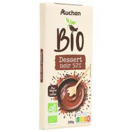 AUCHAN BIO Tablette de chocolat noir pâtissier 52% 200g
