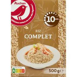 AUCHAN Riz complet cuisson rapide prêt en 10 min 500g