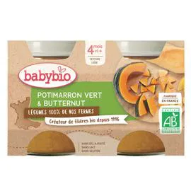 BABYBIO Potimarron Vert et Butternut dès 4 mois Bio 260g