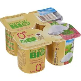 CARREFOUR BIO Yaourt nature 0% MG Bio 4x125g