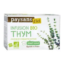 ÉTHIQUABLE, PAYSANS D'ICI Infusion thym Massif Central Bio 30g