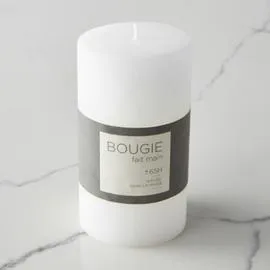 MONOPRIX Maison Bougie Non Parfumée, Coulée, Teintée Dans La Masse, Finition Brute, 7X12Cm, Blanche l'unité