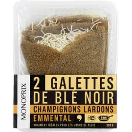 MONOPRIX Galettes de blé noir champignons lardons emmental 300g