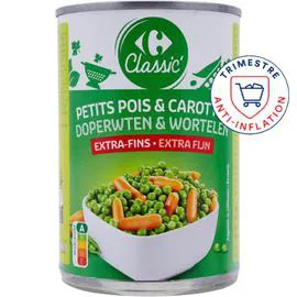 CARREFOUR CLASSIC' Petits pois et carottes extra-fins 265g