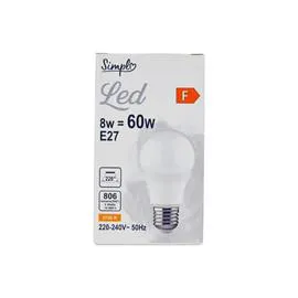 CARREFOUR SIMPL Ampoule LED E27 Standard Blanc-chaud Dépolie 60W X1 l'unité