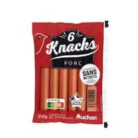 AUCHAN Knacks saucisses pur porc 210g