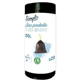 CARREFOUR SIMPL Sac poubelle noir coulissant 30L x20