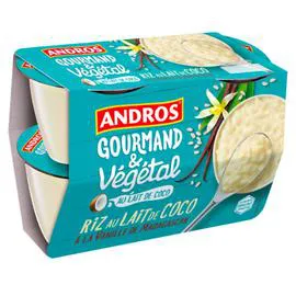ANDROS Dessert végétal riz-au-lait de coco vanille 4x100g