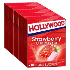 HOLLYWOOD Chewing-gum à la fraise sans sucres - 5x10 70g