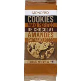 MONOPRIX Cookies maxi pépites de chocolat amandes caramélisées 184g