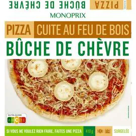 MONOPRIX Pizza cuite au feu de bois bûche de chèvre, surgelées 410g
