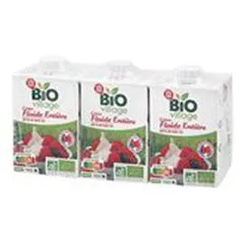 MARQUE REPÈRE, BIO VILLAGE Crème entière fluide UHT Bio 30% MG 3x20cl