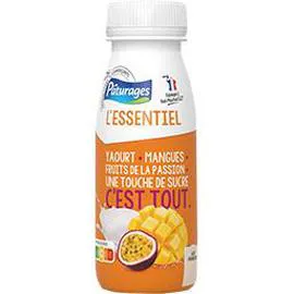 PÂTURAGES Juste L'Essentiel - Yaourt à boire fruits de la passion & mangue 250g