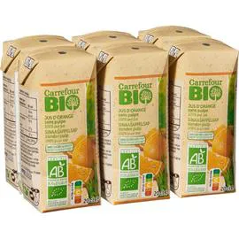 CARREFOUR BIO Jus d'orange bio sans pulpe 6x20cl