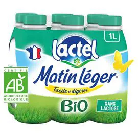 LACTEL, MATIN LÉGER Lait écrémé Bio Sans lactose 6x1l