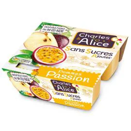 CHARLES & ALICE Compote pomme passion sans sucres ajoutés 4x97g