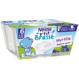 NESTLÉ, P'TIT BRASSÉ Desserts bébé 6+ mois, myrtille 4x100g