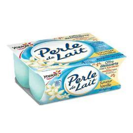 YOPLAIT, PERLE DE LAIT Yaourt saveur vanille 4x125g