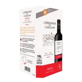 L'HERITAGE DE CARILLAN DE CARILLAN Vin rouge Merlot Vin de Pays d'Oc 10l