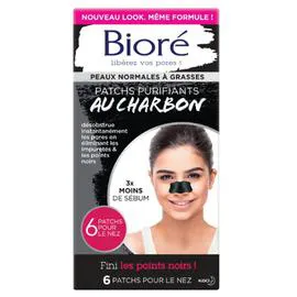 BIORÉ Patchs purifiants au charbon x6