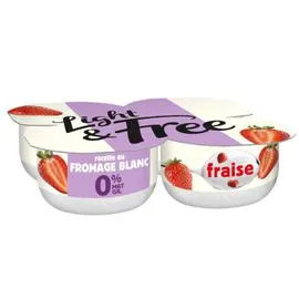 DANONE, LIGHT & FREE Fromage blanc fraise allégé 0% MG 4x120g