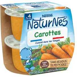 NESTLÉ, NATURNES Petit pot bébé dès 4/6 mois, carottes 2x130g