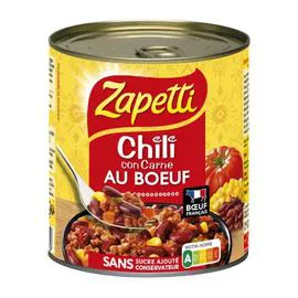 ZAPETTI Plat cuisiné chili con carne boeuf 800g