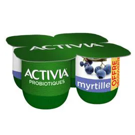 DANONE, ACTIVIA Probiotiques Yaourt saveur myrtille 4x125g