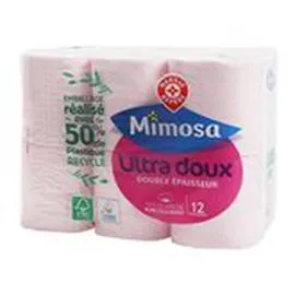 MARQUE REPÈRE, MIMOSA Papier toilette Rose - Ultra doux x12