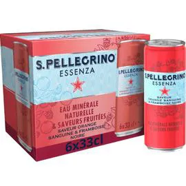 SAN PELLEGRINO, ESSENZA Eau gazeuse aromatisée orange sanguine et framboise noire 6x33cl