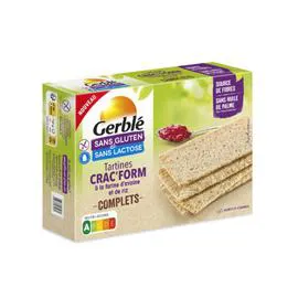 GERBLÉ Tartine crac'form complète sans gluten 210g