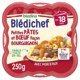 BLÉDINA, BLÉDICHEF Plat bébé dès 18 mois petites pâtes et boeuf façon bourguignon 250g