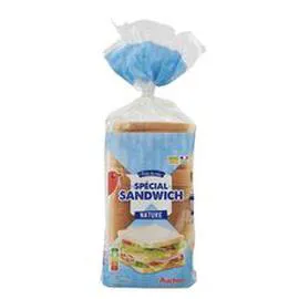 AUCHAN Pain de mie nature grandes tranches avec croûte spécial sandwich 825g