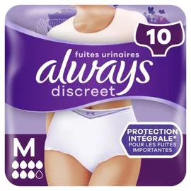 ALWAYS, DISCREET Culottes Fuites Urinaires Blanc Taille M x10