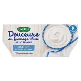BLÉDINA Dessert lacté bébé dès 6 mois fromage blanc nature sucré 4x100g