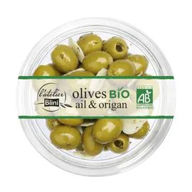 L'ATELIER BLINI Olives vertes ail & origan bio 150g