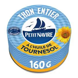 PETIT NAVIRE Thon entier à l'huile de tournesol 112g