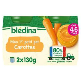 BLÉDINA Petit pot bébé dès 4-6 mois carottes 2x130g